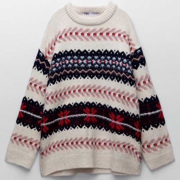 COPY ZARA OVERSIZE JACQUARD KNIT SWEATER